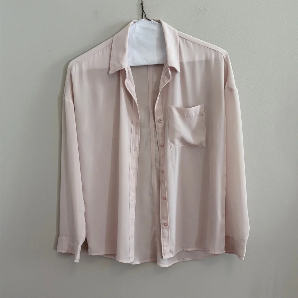 Frenchi Blush Pink Sheer Blouse - Picture 1 of 7